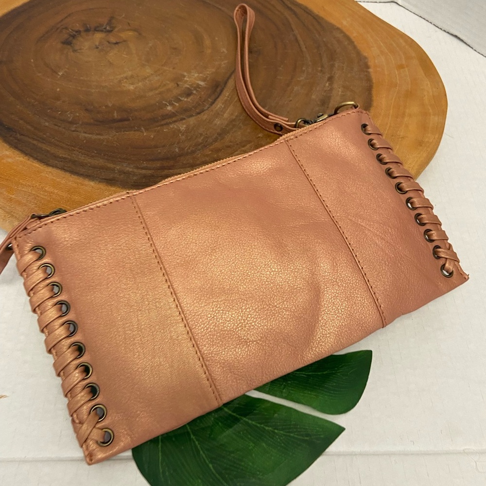 Sophia Visconti Pearled Leather Clutch Wristlet